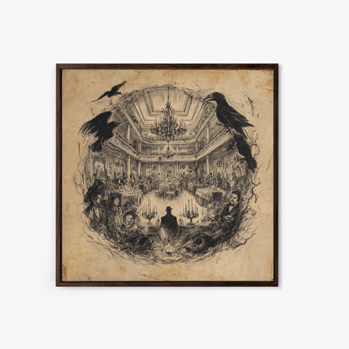 The Haunted Hotel, Expressionist Nightmare Art, Square Wall Art, Dark Fantasy Wall Art, Framed Canvas Print, Halloween Wall Art