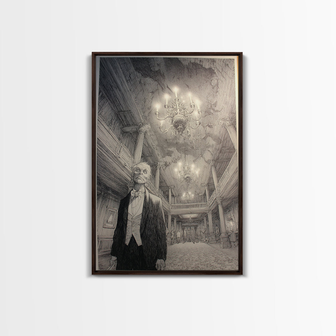 The Haunted Hotel, Victorian Macabre Art, Vertical Wall Art, Dark Fantasy Wall Art, Framed Canvas Print, Halloween Wall Art