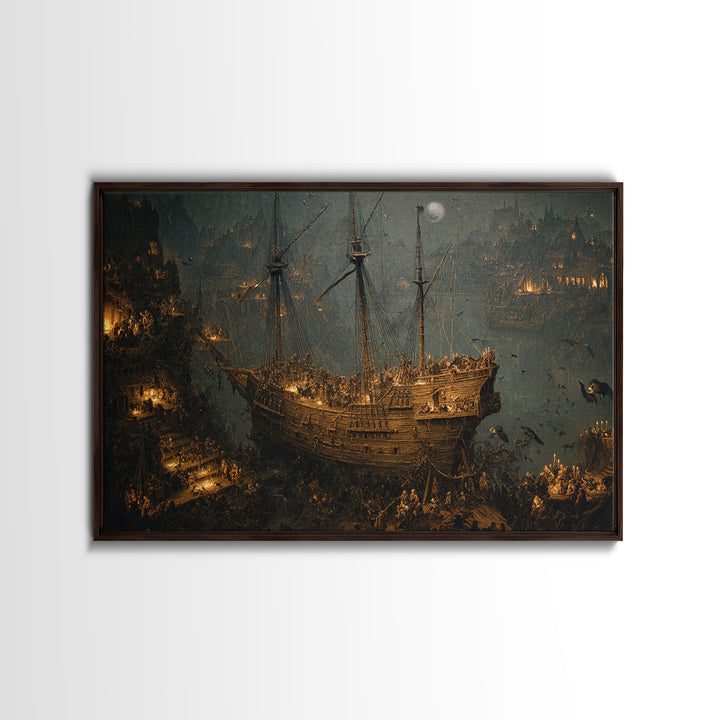 The Shipwreck Cove, Medieval Grotesque Art, Landscape Wall Art, Dark Fantasy Wall Art, Framed Canvas Print, Halloween Wall Art