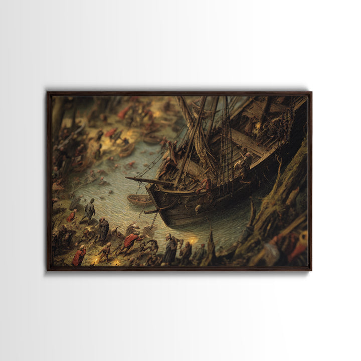 The Shipwreck Cove, Danse Macabre Art, Landscape Wall Art, Gothic Horror Wall Art, Canvas Print, Halloween Wall Art
