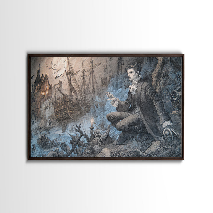The Shipwreck Cove, Victorian Macabre Art, Landscape Wall Art, Dark Fantasy Wall Art, Canvas Print, Halloween Wall Art, Dark Fantasy Art