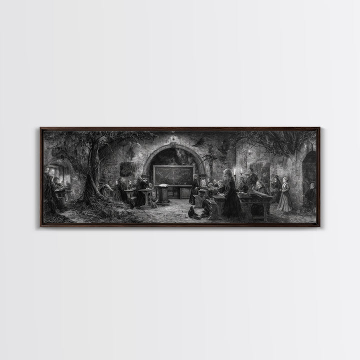 The Silent Schoolhouse, Dark Romantic Horror Art, Extra Wide Wall Art, Dark Halloween Decor, Framed Canvas Print, Halloween Wall Art