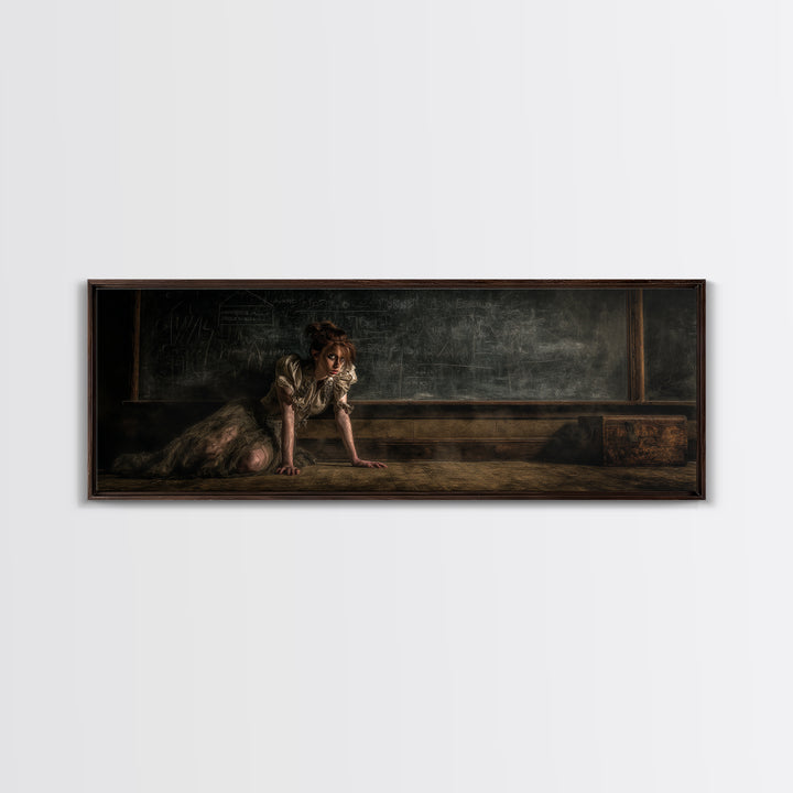 The Silent Schoolhouse, Gothic Nightmare Art, Extra Wide Wall Art, Gothic Horror Wall Art, Framed Canvas Print, Halloween Wall Art