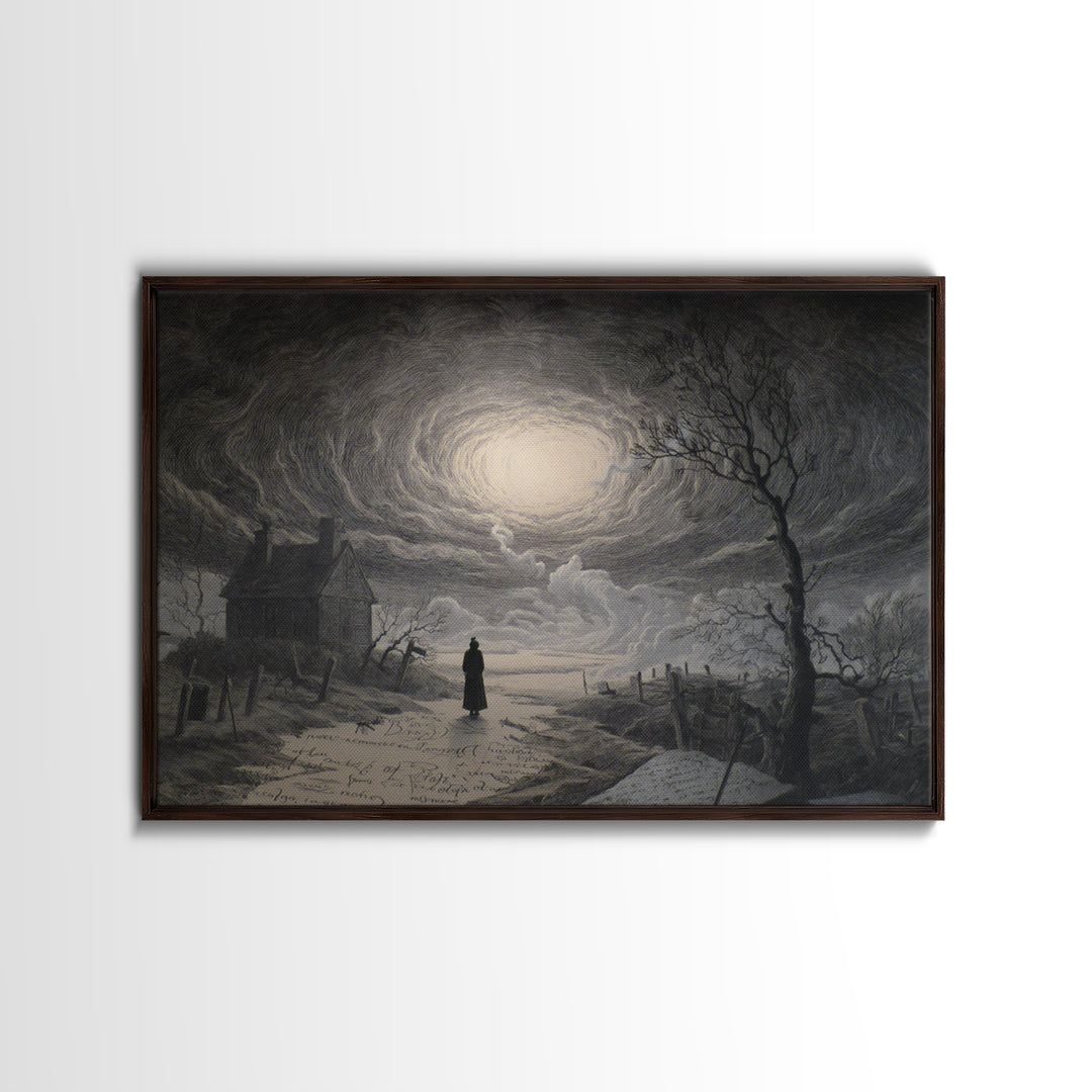 The Silent Schoolhouse, Romantic Gothic Landscape, Landscape Wall Art, Gothic Horror Wall Art, Canvas Print, Halloween Wall Art