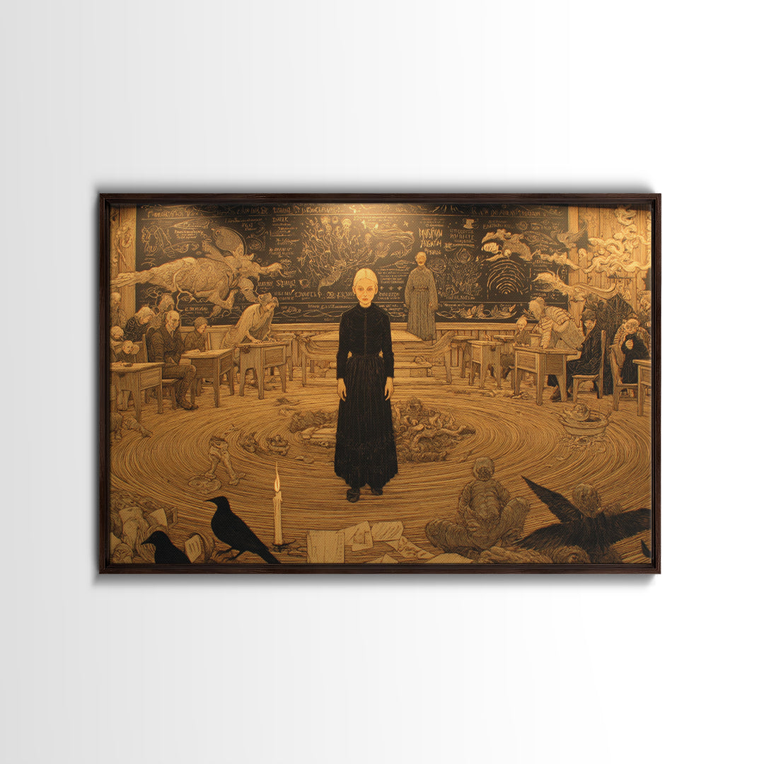 The Silent Schoolhouse, Symbolist Death Art, Landscape Wall Art, Gothic Horror Wall Art, Canvas Print, Halloween Wall Art