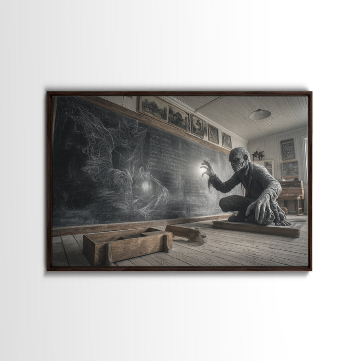 The Silent Schoolhouse, Expressionist Nightmare Art, Landscape Wall Art, Dark Halloween Decor, Canvas Print, Halloween Wall Art