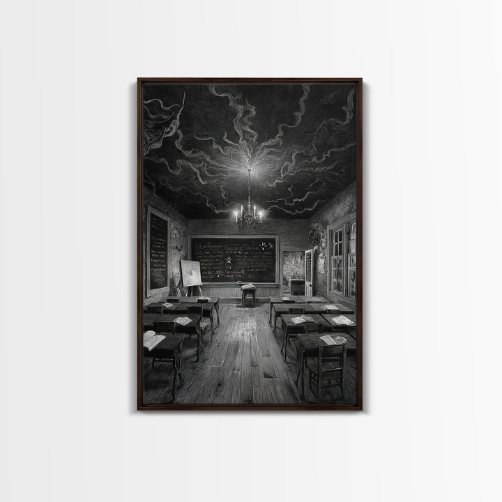 The Silent Schoolhouse, Victorian Macabre Art, Vertical Wall Art, Gothic Horror Wall Art, Framed Canvas Print, Halloween Wall Art