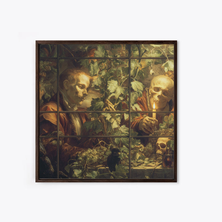 The Cemetery Greenhouse, Danse Macabre Art, Square Wall Art, Macabre Wall Art, Framed Canvas Print, Halloween Wall Art