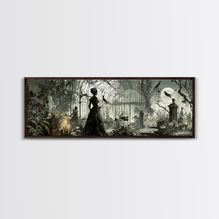 The Cemetery Greenhouse, Decadent Gothic Art, Extra Wide Wall Art, Dark Fantasy Wall Art, Canvas Print, Halloween Wall Art