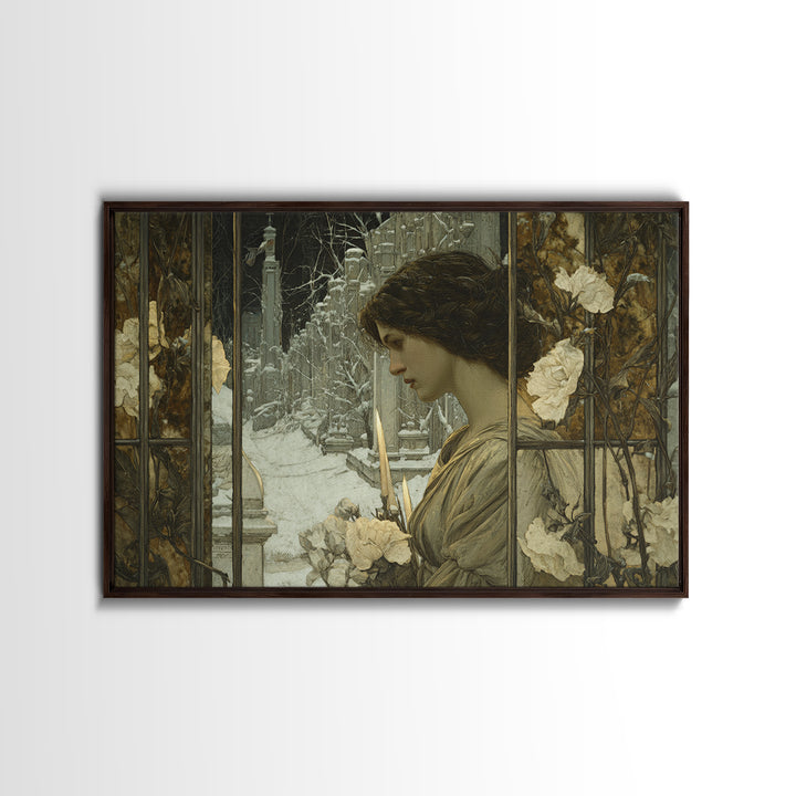 The Cemetery Greenhouse, Symbolist Death Art, Landscape Wall Art, Dark Fantasy Wall Art, Canvas Print, Halloween Wall Art