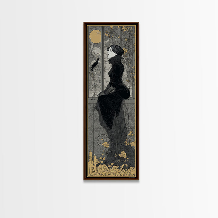 The Cemetery Greenhouse, Decadent Line Art, Tall Narrow Wall Art, Gothic Horror Wall Art, Canvas Print, Halloween Wall Art