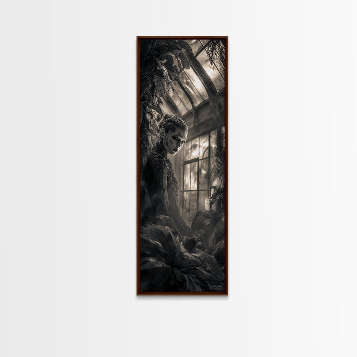 The Cemetery Greenhouse, Biomechanical Horror Art, Tall Narrow Wall Art, Gothic Horror Wall Art, Canvas Print, Halloween Wall Art