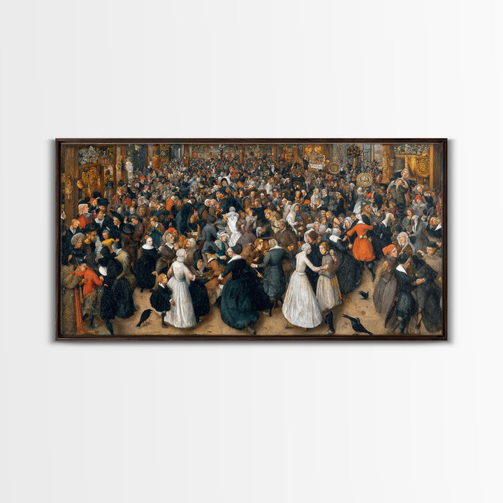 The Midnight Masquerade, Northern Renaissance Horror, Wide Panoramic Art, Gothic Horror Wall Art, Canvas Print, Halloween Wall Art