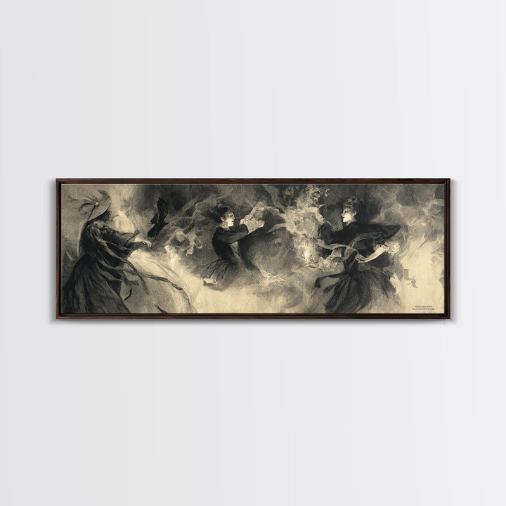 The Midnight Masquerade, Symbolist Dream Art, Extra Wide Wall Art, Gothic Horror Wall Art, Framed Canvas Print, Halloween Wall Art