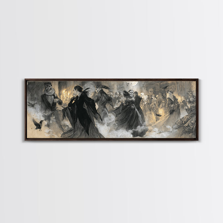 The Midnight Masquerade, Decadent Gothic Art, Extra Wide Wall Art, Gothic Horror Wall Art, Canvas Print, Halloween Wall Art