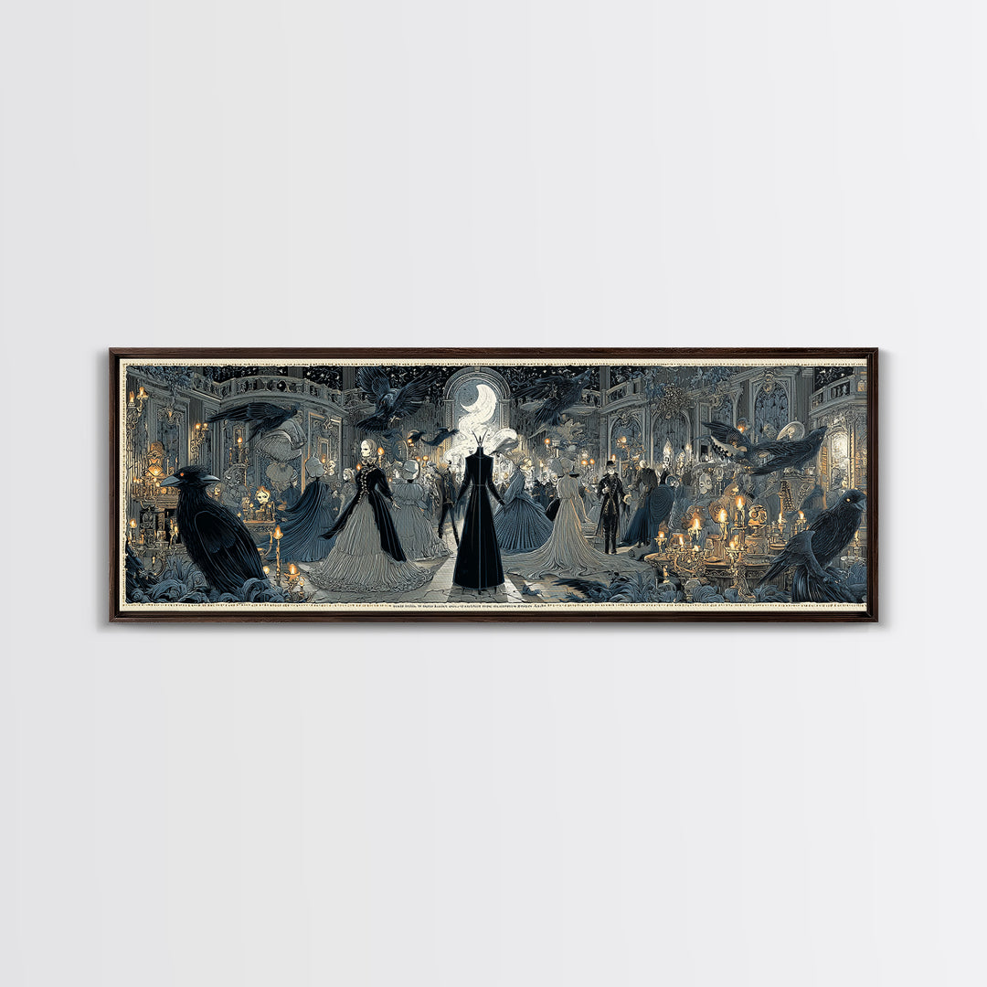 The Midnight Masquerade, Victorian Macabre Art, Extra Wide Wall Art, Gothic Horror Wall Art, Canvas Print, Halloween Wall Art