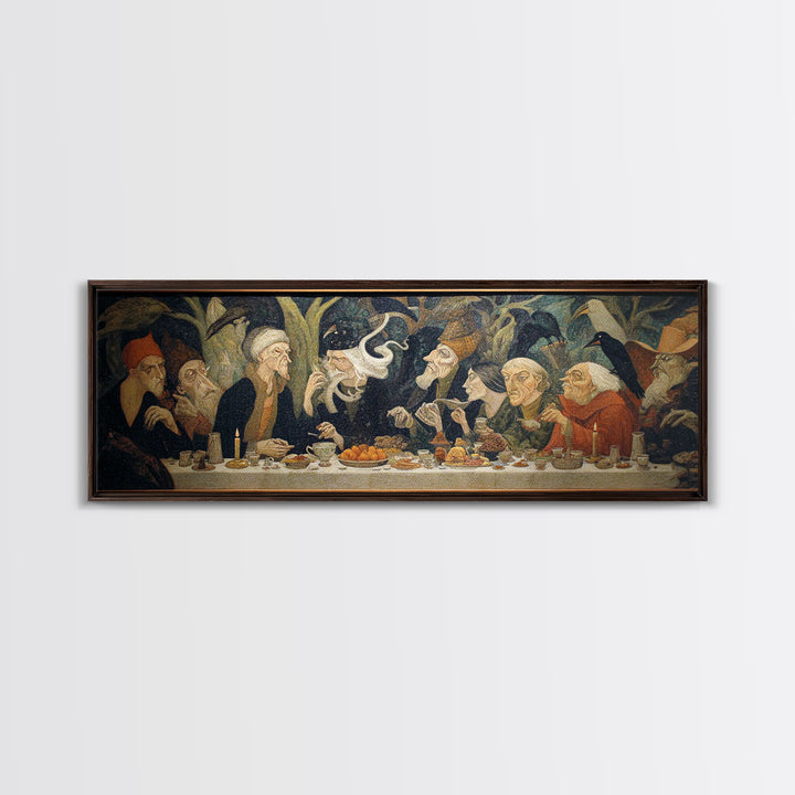 The Witches' Tea Party, Expressionist Gothic Art, Extra Wide Wall Art, Dark Fantasy Wall Art, Framed Canvas Print, Halloween Wall Art