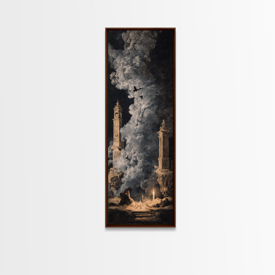The Ghost Wedding, Baroque Witchcraft Art, Tall Narrow Wall Art, Macabre Wall Art, Canvas Print, Halloween Wall Art, Spooky Wall Decor