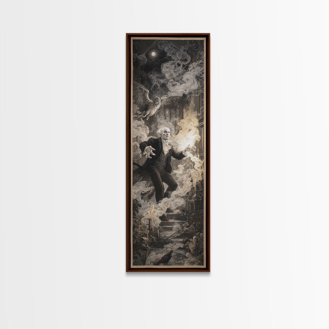 The Ghost Wedding, Visionary Gothic Art, Tall Narrow Wall Art, Dark Fantasy Wall Art, Canvas Print, Halloween Wall Art