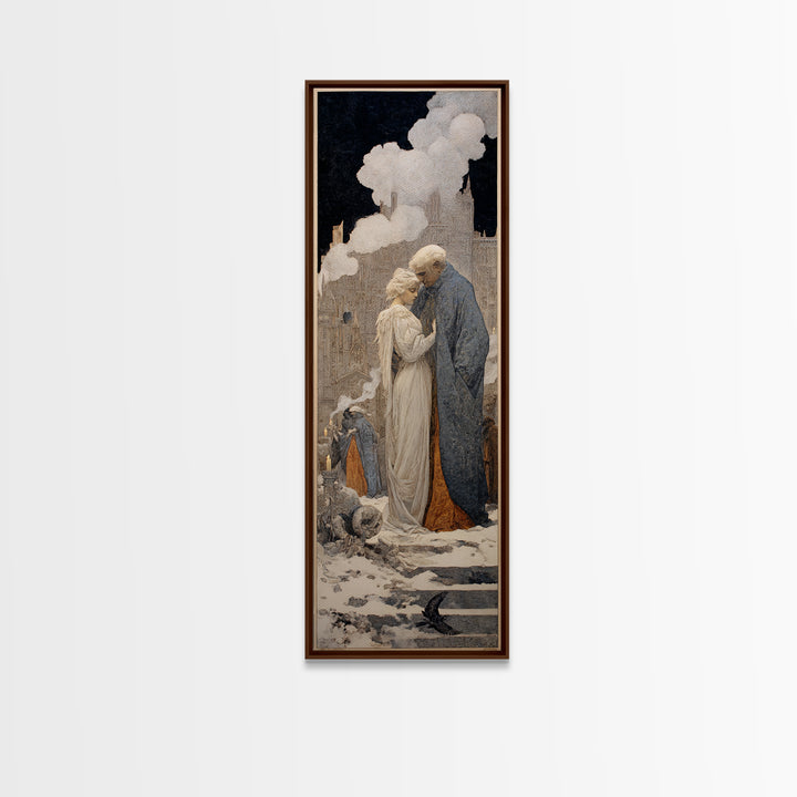 The Ghost Wedding, Symbolist Death Art, Tall Narrow Wall Art, Gothic Horror Wall Art, Framed Canvas Print, Halloween Wall Art