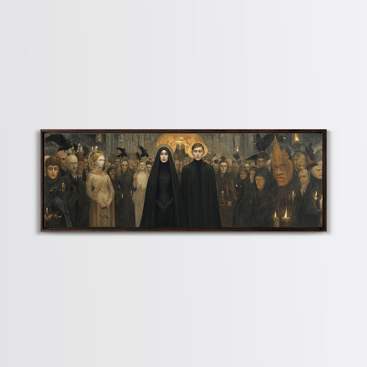 The Ghost Wedding, Dark Symbolist Art, Extra Wide Wall Art, Dark Fantasy Wall Art, Canvas Print, Halloween Wall Art