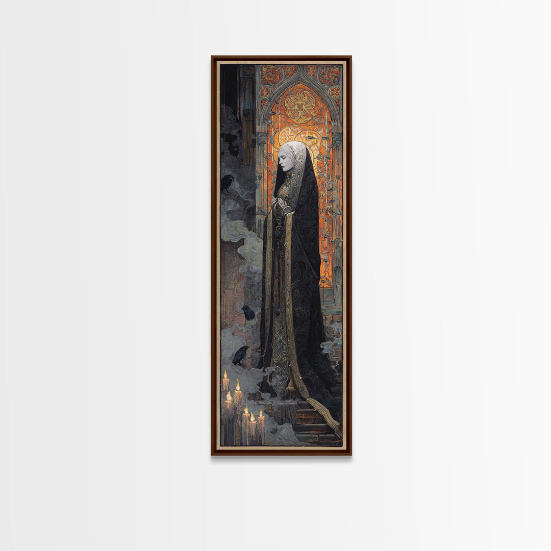The Ghost Wedding, Stained Glass Gothic Art, Tall Narrow Wall Art, Gothic Horror Wall Art, Canvas Print, Halloween Wall Art