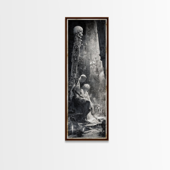 The Ghost Wedding, Biomechanical Horror Art, Tall Narrow Wall Art, Macabre Wall Art, Canvas Print, Halloween Wall Art, Gothic Home Decor