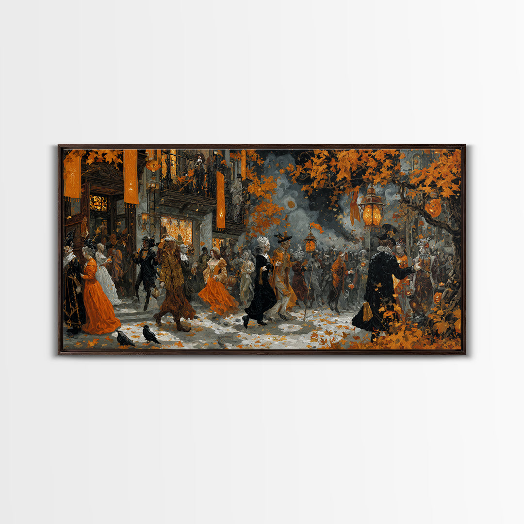The Monster Parade, Ornate Symbolist Art, Wide Panoramic Art, Macabre Wall Art, Canvas Print, Halloween Wall Art, Horror Wall Art
