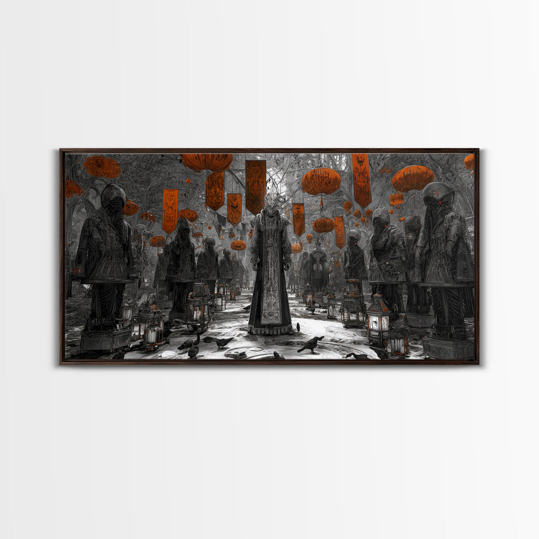 The Monster Parade, Biomechanical Horror Art, Wide Panoramic Art, Gothic Horror Wall Art, Canvas Print, Halloween Wall Art