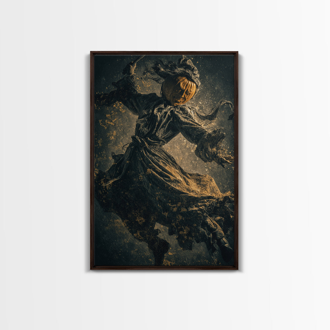 The Pumpkin-Carving Ritual, Dark Romantic Horror Art, Vertical Wall Art, Dark Fantasy Wall Art, Canvas Print, Halloween Wall Art