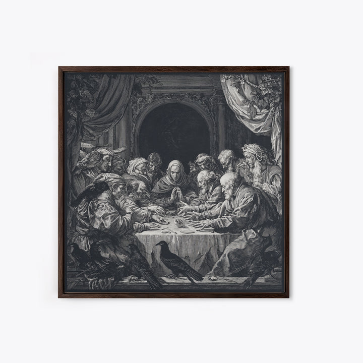 The Candlelit Seance, Renaissance Engraving Art, Square Wall Art, Dark Fantasy Wall Art, Canvas Print, Halloween Wall Art