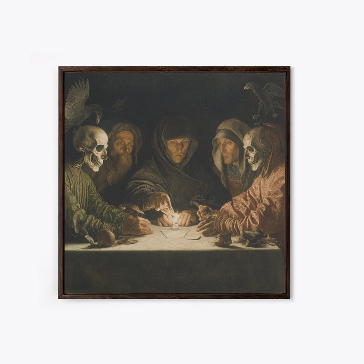 The Candlelit Seance, Danse Macabre Art, Square Wall Art, Macabre Wall Art, Framed Canvas Print, Halloween Wall Art