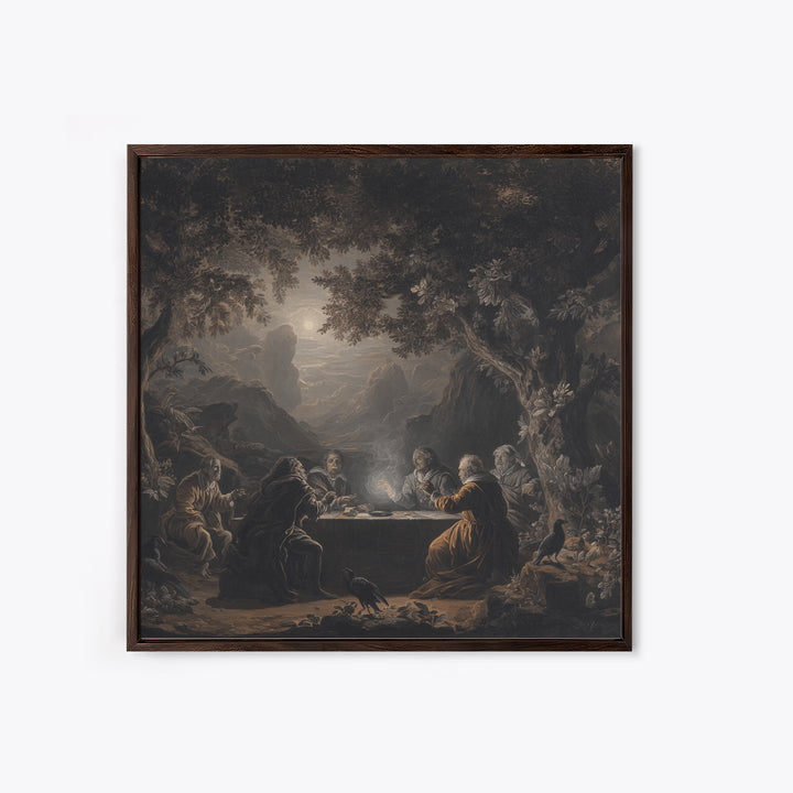 The Candlelit Seance, Baroque Witchcraft Art, Square Wall Art, Dark Fantasy Wall Art, Framed Canvas Print, Halloween Wall Art
