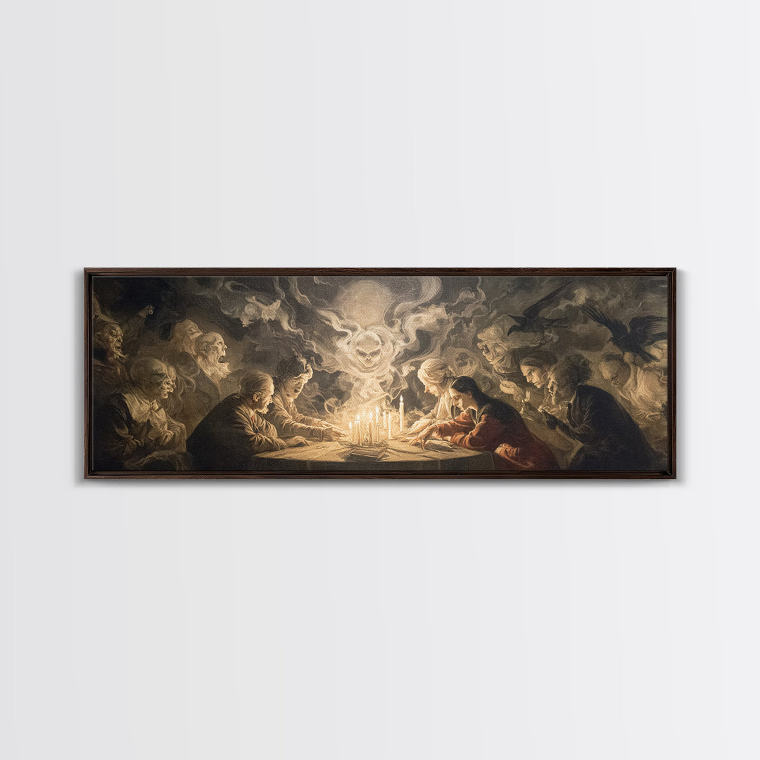 The Candlelit Seance, Gothic Nightmare Art, Extra Wide Wall Art, Gothic Horror Wall Art, Canvas Print, Halloween Wall Art