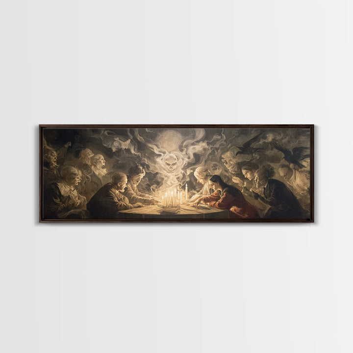 The Candlelit Seance, Gothic Nightmare Art, Extra Wide Wall Art, Gothic Horror Wall Art, Canvas Print, Halloween Wall Art