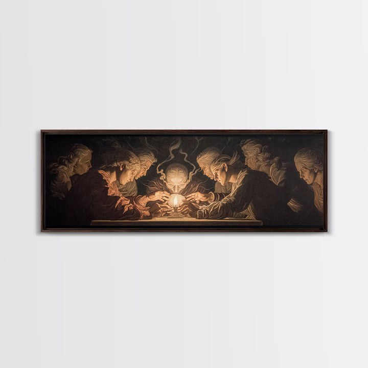 The Candlelit Seance, Visionary Gothic Art, Extra Wide Wall Art, Gothic Horror Wall Art, Canvas Print, Halloween Wall Art