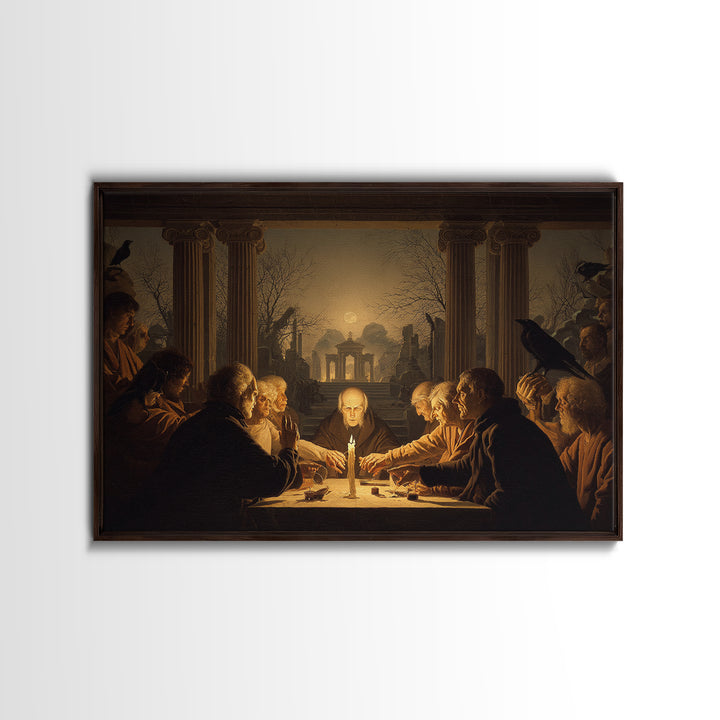 The Candlelit Seance, Romantic Gothic Landscape, Landscape Wall Art, Macabre Wall Art, Framed Canvas Print, Halloween Wall Art