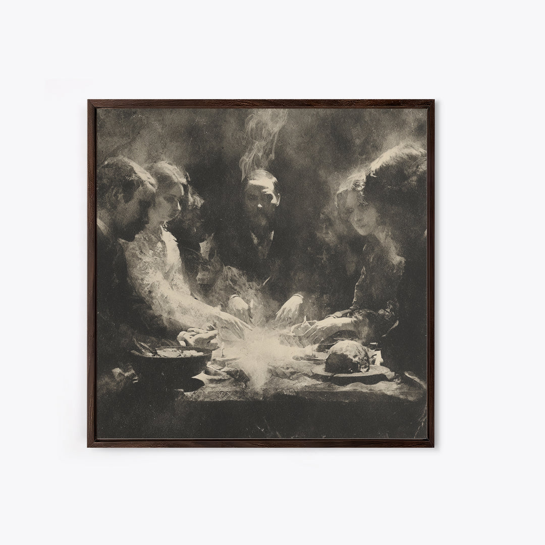 The Candlelit Seance, Symbolist Dream Art, Square Wall Art, Dark Fantasy Wall Art, Canvas Print, Halloween Wall Art
