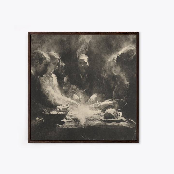 The Candlelit Seance, Symbolist Dream Art, Square Wall Art, Dark Fantasy Wall Art, Canvas Print, Halloween Wall Art