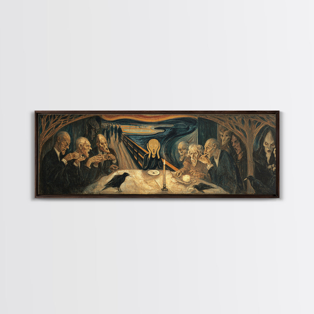 The Candlelit Seance, Expressionist Gothic Art, Extra Wide Wall Art, Macabre Wall Art, Canvas Print, Halloween Wall Art, Horror Wall Art