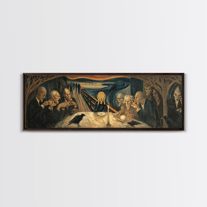 The Candlelit Seance, Expressionist Gothic Art, Extra Wide Wall Art, Macabre Wall Art, Canvas Print, Halloween Wall Art, Horror Wall Art