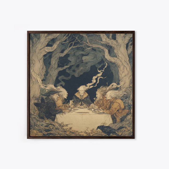 The Candlelit Seance, Gothic Storybook Art, Square Wall Art, Gothic Horror Wall Art, Canvas Print, Halloween Wall Art