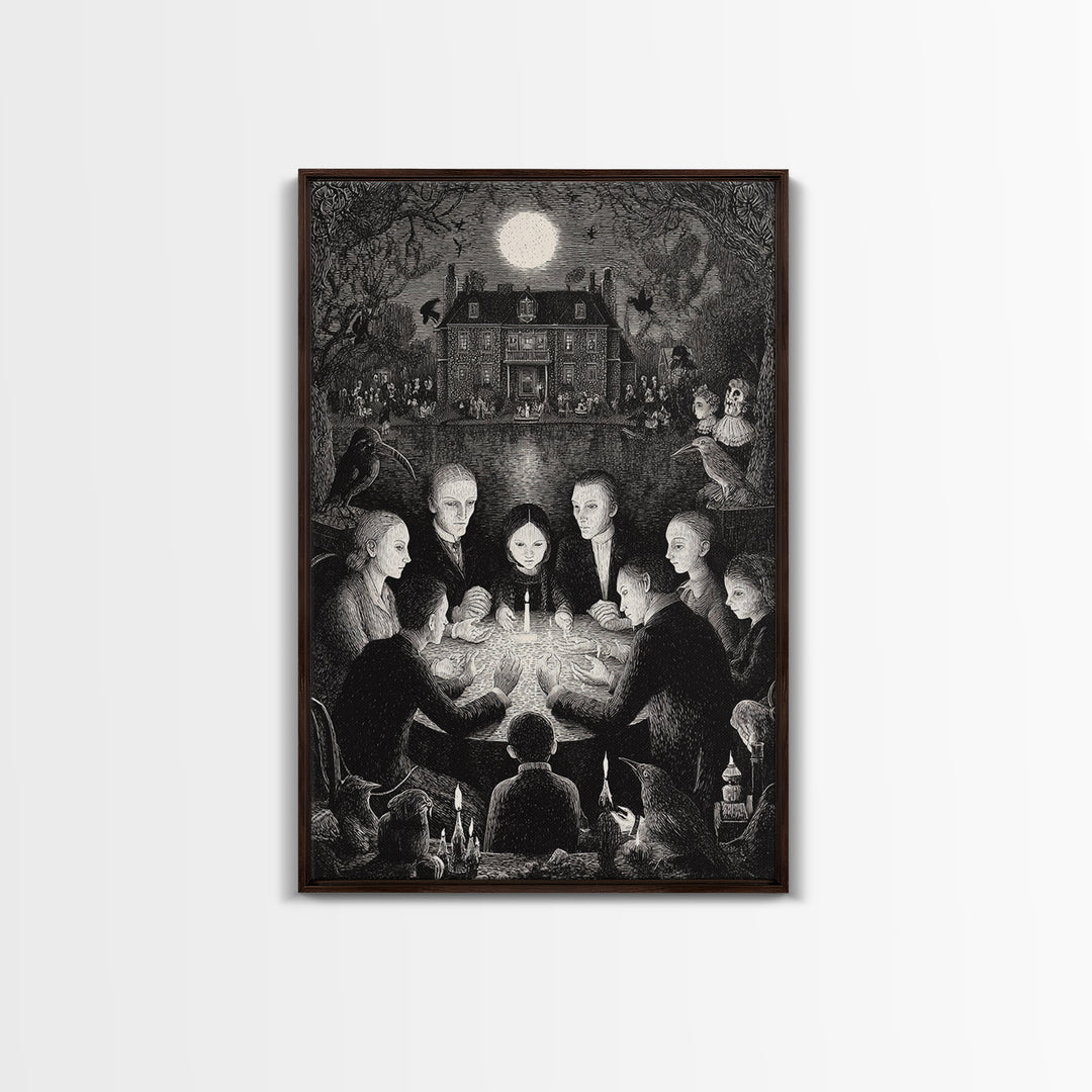 The Candlelit Seance, Victorian Macabre Art, Vertical Wall Art, Macabre Wall Art, Canvas Print, Halloween Wall Art