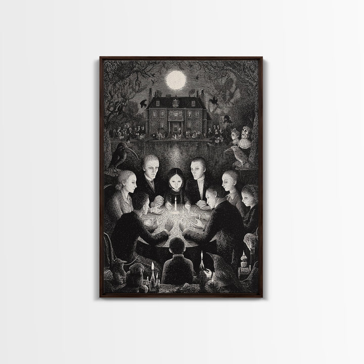 The Candlelit Seance, Victorian Macabre Art, Vertical Wall Art, Macabre Wall Art, Canvas Print, Halloween Wall Art