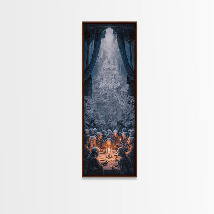 The Candlelit Seance, Surreal Apocalyptic Art, Tall Narrow Wall Art, Gothic Horror Wall Art, Canvas Print, Halloween Wall Art