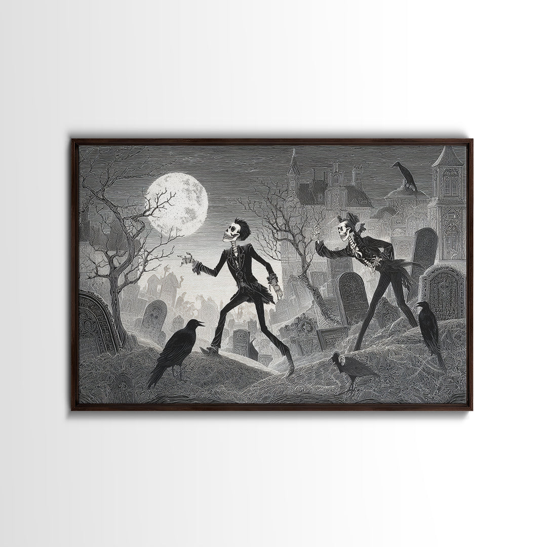 The Graveyard Dance, Victorian Macabre Art, Landscape Wall Art, Dark Fantasy Wall Art, Canvas Print, Halloween Wall Art