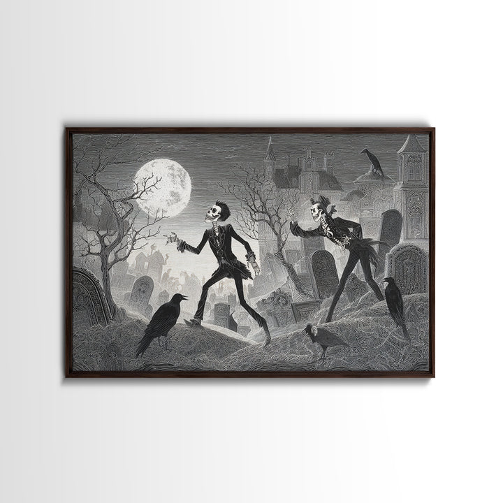 The Graveyard Dance, Victorian Macabre Art, Landscape Wall Art, Dark Fantasy Wall Art, Canvas Print, Halloween Wall Art