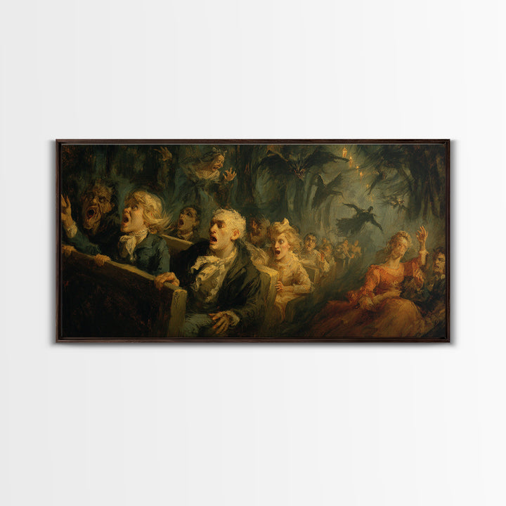 The Haunted Hayride, Dark Romantic Horror Art, Wide Panoramic Art, Macabre Wall Art, Canvas Print, Halloween Wall Art, Halloween Decor