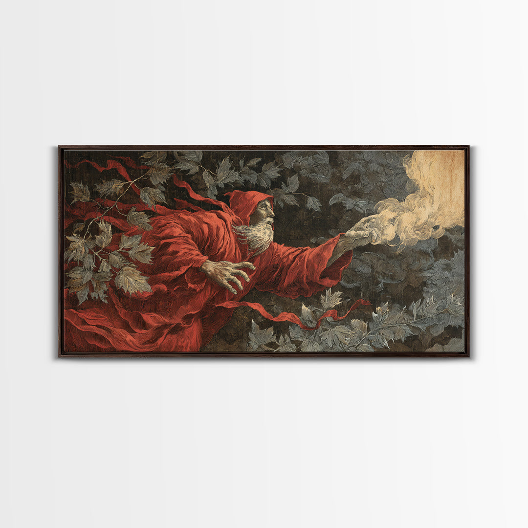 The Haunted Hayride, Visionary Gothic Art, Wide Panoramic Art, Dark Halloween Decor, Canvas Print, Halloween Wall Art