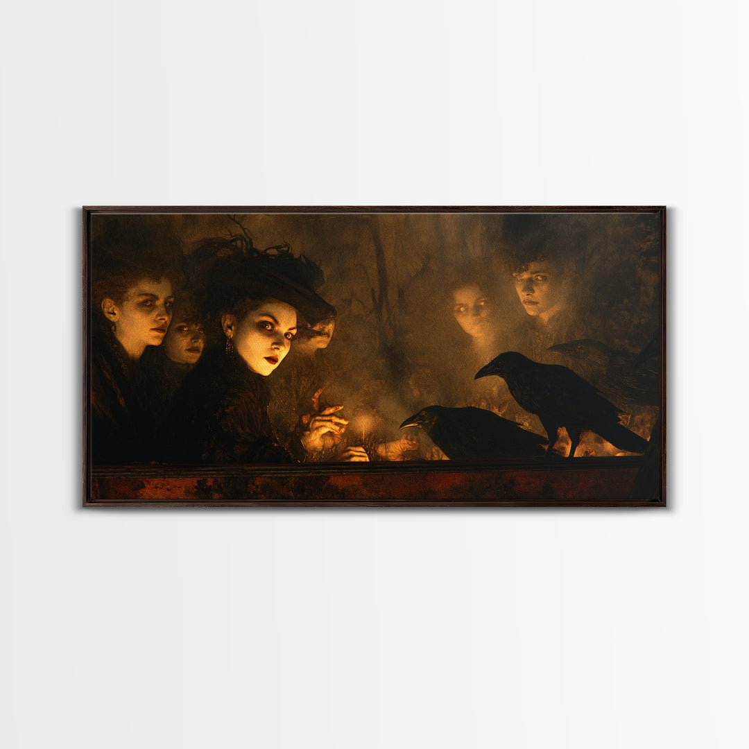 The Haunted Hayride, Dark Symbolist Art, Wide Panoramic Art, Dark Fantasy Wall Art, Canvas Print, Halloween Wall Art